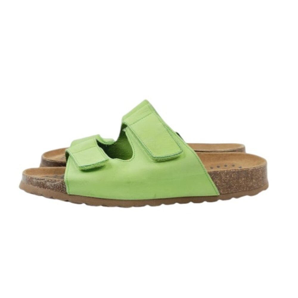 Sanosan Men's Lime Green Aston Sano Flor Leather Slip-On Slide Sandal Size 8